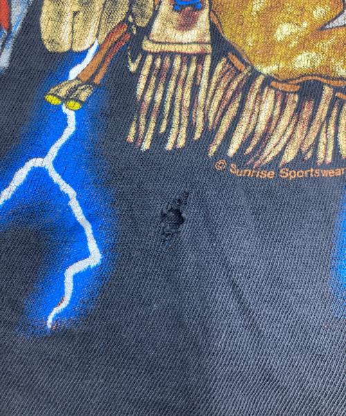 USED（ユーズド）USED (ユーズド) AMERICAN THUNDER インディアンTシャツ ブラック サイズ:Lの古着・服飾アイテム