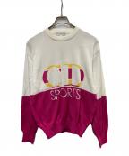 Christian Dior Sportsクリスチャン ディオールスポーツ）の古着「ロゴニット」｜ベージュ×ピンク