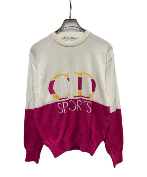 Christian Dior Sports（クリスチャン ディオールスポーツ）Christian Dior Sports (クリスチャン ディオールスポーツ) ロゴニット ベージュ×ピンク サイズ:Lの古着・服飾アイテム