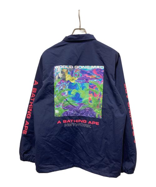A BATHING APE（アベイシングエイプ）A BATHING APE (アベイシングエイプ) アートプリントコーチジャケット ネイビー サイズ:Lの古着・服飾アイテム