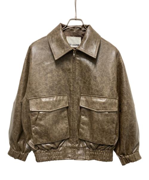 SLY（スライ）SLY (スライ) FAUX LEATHER ZIP UPブルゾン ブラウン サイズ:Ｆｒｅｅの古着・服飾アイテム