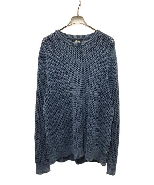 stussy（ステューシー）stussy (ステューシー) Pigment Dyed Loose Gauge sweater ブルー サイズ:SIZE XLの古着・服飾アイテム