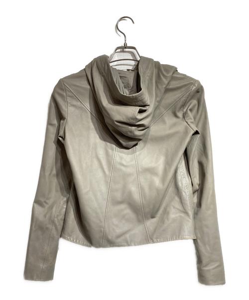 HELMUT LANG（ヘルムートラング）HELMUT LANG (ヘルムートラング) HOODE LTH JKレザーフーデットジャケット グレー サイズ:XSの古着・服飾アイテム