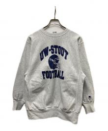 Champion（チャンピオン）の古着「90s 3段プリントカレッジプリント REVERSE WEAVE」｜グレー