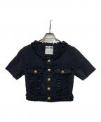 MOSCHINOモスキーノ）の古着「金釦フリルブラウス」｜ブラック