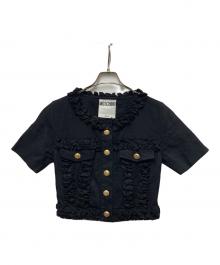 MOSCHINO（モスキーノ）の古着「金釦フリルブラウス」｜ブラック