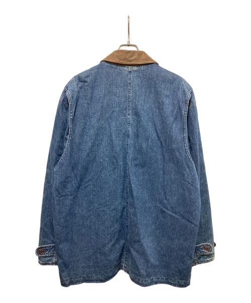 LAND'S END（ランズエンド）LAND'S END (ランズエンド) 襟レザーハンティングジャケット インディゴ サイズ:	SIZE Mの古着・服飾アイテム