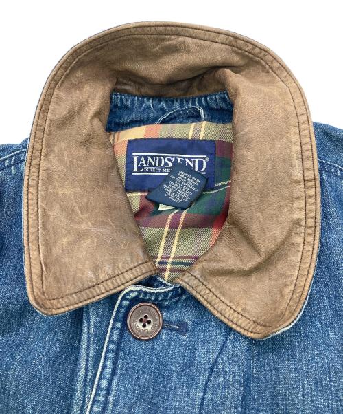 LAND'S END（ランズエンド）LAND'S END (ランズエンド) 襟レザーハンティングジャケット インディゴ サイズ:	SIZE Mの古着・服飾アイテム