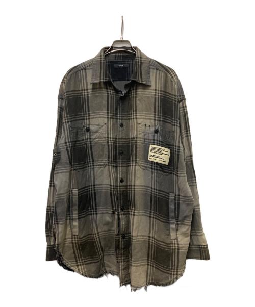 DIESEL（ディーゼル）DIESEL (ディーゼル) カットオフチェックシャツ グレー×ブラック サイズ:Mの古着・服飾アイテム