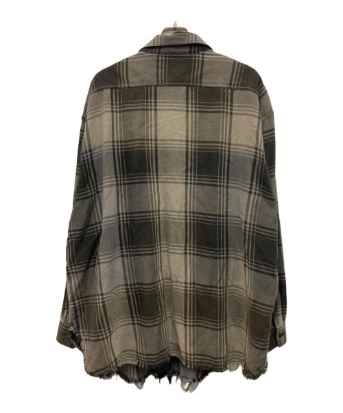 DIESEL（ディーゼル）DIESEL (ディーゼル) カットオフチェックシャツ グレー×ブラック サイズ:Mの古着・服飾アイテム