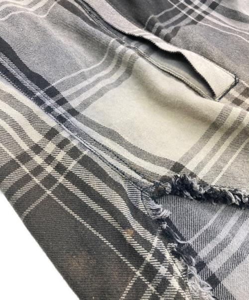 DIESEL（ディーゼル）DIESEL (ディーゼル) カットオフチェックシャツ グレー×ブラック サイズ:Mの古着・服飾アイテム