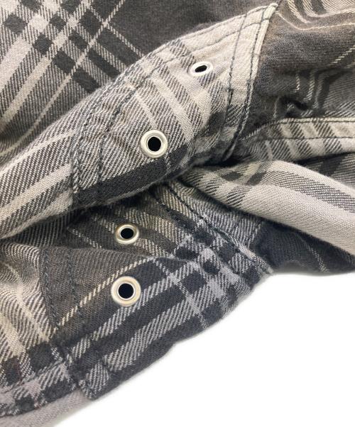 DIESEL（ディーゼル）DIESEL (ディーゼル) カットオフチェックシャツ グレー×ブラック サイズ:Mの古着・服飾アイテム