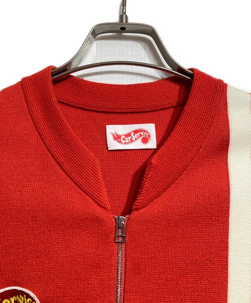 Car Service（カーサービス）Car Service (カーサービス) Racing Knit Jacket/レーシングニットジャケット レッド サイズ:2の古着・服飾アイテム