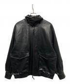 SINSSシンス）の古着「フェイクレザージップアップブルゾン」｜ブラック