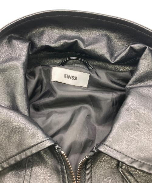 SINSS（シンス）SINSS (シンス) フェイクレザージップアップブルゾン ブラック サイズ:Lの古着・服飾アイテム