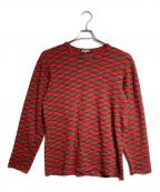 COMME des GARCONS HOMMEコムデギャルソン オム）の古着「タータンチェックニット/Tartan check knit」｜レッド