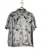 Porter Classicポータークラシック）の古着「BLONDES PREFER PC ALOHA SHIRT/ブロンドはPCアロハシャツを好む」｜グレー