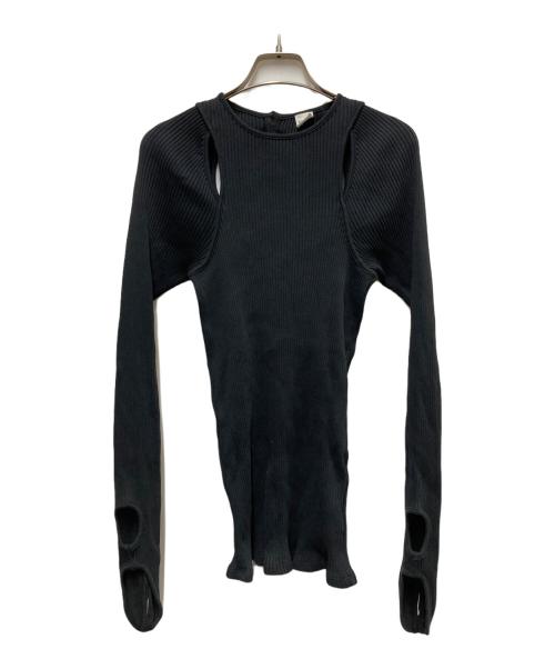 BOWTE（バウト）BOWTE (バウト) テレコ ロングスリーブカットソー ブラック サイズ:SIZE Freeの古着・服飾アイテム