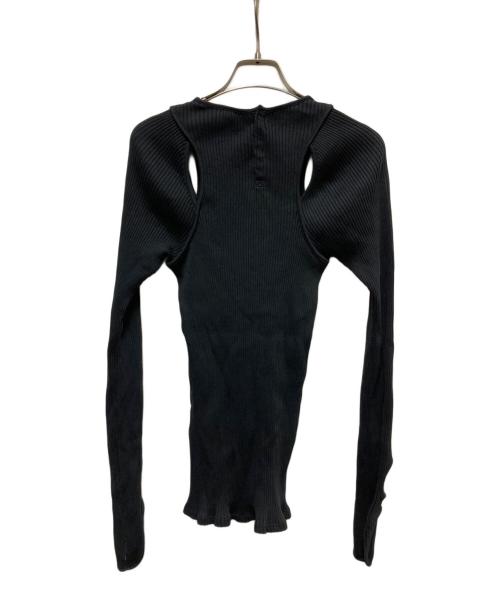 BOWTE（バウト）BOWTE (バウト) テレコ ロングスリーブカットソー ブラック サイズ:SIZE Freeの古着・服飾アイテム