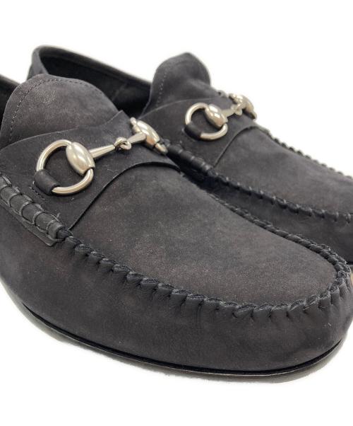 GUCCI（グッチ）GUCCI (グッチ) ホースビットスウェードローファー/Suede Horsebit Loafers ブラック サイズ:8の古着・服飾アイテム