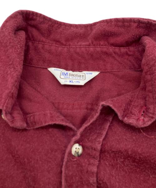 FIVE BROTHER（ファイブブラザー）FIVE BROTHER (ファイブブラザー) 90s シャモアクロスシャツ レッド サイズ:XLの古着・服飾アイテム