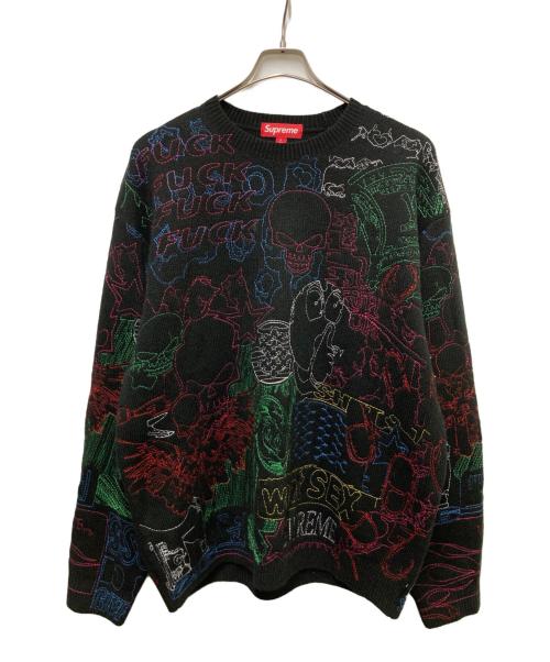 SUPREME（シュプリーム）Supreme (シュプリーム) collage embroidered sweater ブラック サイズ:Ｌの古着・服飾アイテム