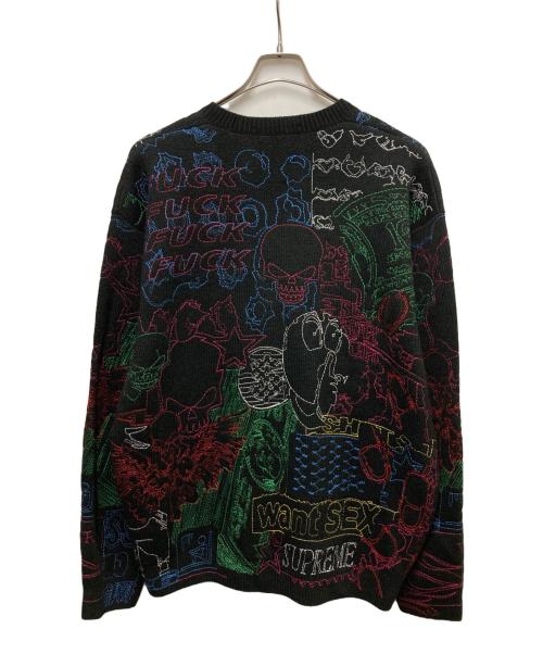 SUPREME（シュプリーム）Supreme (シュプリーム) collage embroidered sweater ブラック サイズ:Ｌの古着・服飾アイテム