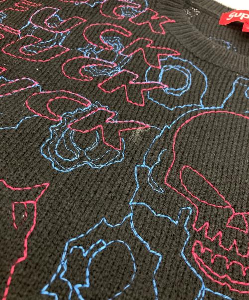 SUPREME（シュプリーム）Supreme (シュプリーム) collage embroidered sweater ブラック サイズ:Ｌの古着・服飾アイテム