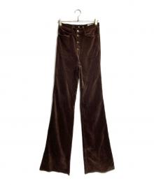BLANK（ブランク）の古着「ベロアフレアロングパンツ/Velour Flare Pants」｜ブラウン