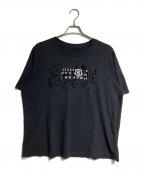 MM6 Maison Margielaエムエムシックスメゾンマルジェラ）の古着「DESTROYED LOGO Tee/ロゴを破壊した（ダメージ加工した）Tシャツ」｜ブラック