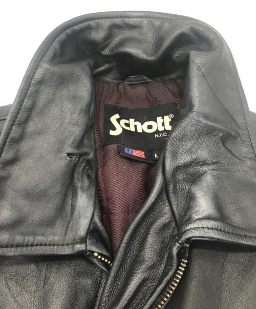 Schott（ショット）Schott (ショット) レザージャケット ブラック サイズ:Ｌの古着・服飾アイテム