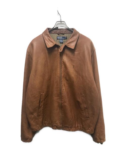 POLO RALPH LAUREN（ポロ・ラルフローレン）POLO RALPH LAUREN (ポロ・ラルフローレン) 90s レザー スイングトップ ブラウン サイズ:XXLの古着・服飾アイテム