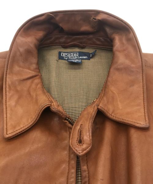 POLO RALPH LAUREN（ポロ・ラルフローレン）POLO RALPH LAUREN (ポロ・ラルフローレン) 90s レザー スイングトップ ブラウン サイズ:XXLの古着・服飾アイテム