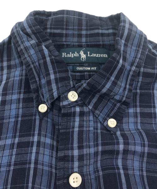 POLO RALPH LAUREN（ポロ・ラルフローレン）POLO RALPH LAUREN (ポロ・ラルフローレン) 90s CUSTOM FIT シルクブレンドボタンダウンシャツ ブルー サイズ:Ｌの古着・服飾アイテム