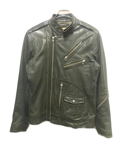 AVIREX（アヴィレックス）AVIREX (アヴィレックス) レザーライダースジャケット グリーン サイズ:SIZE Mの古着・服飾アイテム