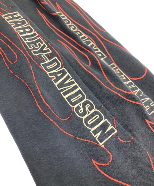 HARLEY-DAVIDSON（ハーレーダビッドソン）HARLEY-DAVIDSON (ハーレーダビッドソン) フレイムプリントロングスリーブカットソー ブラック サイズ:Ｌの古着・服飾アイテム