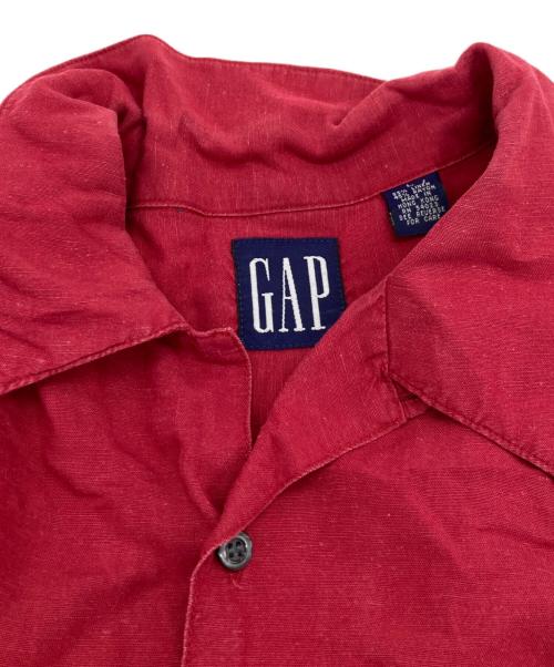 GAP（ギャップ）GAP (ギャップ) リネンブレンドループカラーシャツ レッド サイズ:Lの古着・服飾アイテム