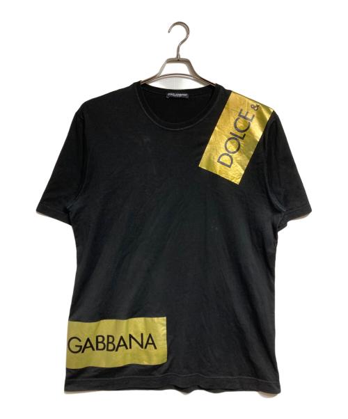 DOLCE & GABBANA（ドルチェ＆ガッバーナ）DOLCE & GABBANA (ドルチェ＆ガッバーナ) ロゴテープTシャツ/Logo Tape Tee ブラック サイズ:54の古着・服飾アイテム