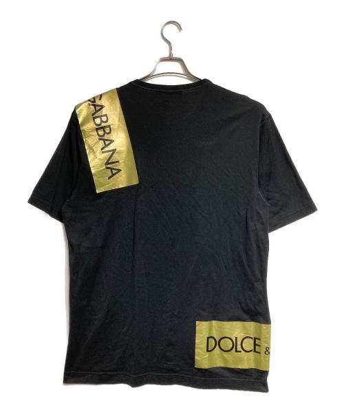 DOLCE & GABBANA（ドルチェ＆ガッバーナ）DOLCE & GABBANA (ドルチェ＆ガッバーナ) ロゴテープTシャツ/Logo Tape Tee ブラック サイズ:54の古着・服飾アイテム