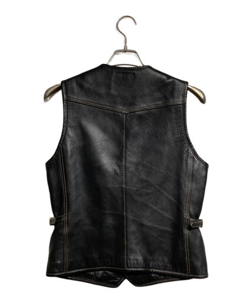 THE FLAT HEAD（ザ・フラットヘッド）THE FLAT HEAD (ザ・フラットヘッド) ディアスキンレザーベスト/Deerskin Leather Vest ブラック サイズ:36の古着・服飾アイテム