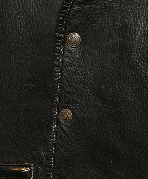 THE FLAT HEAD（ザ・フラットヘッド）THE FLAT HEAD (ザ・フラットヘッド) ディアスキンレザーベスト/Deerskin Leather Vest ブラック サイズ:36の古着・服飾アイテム