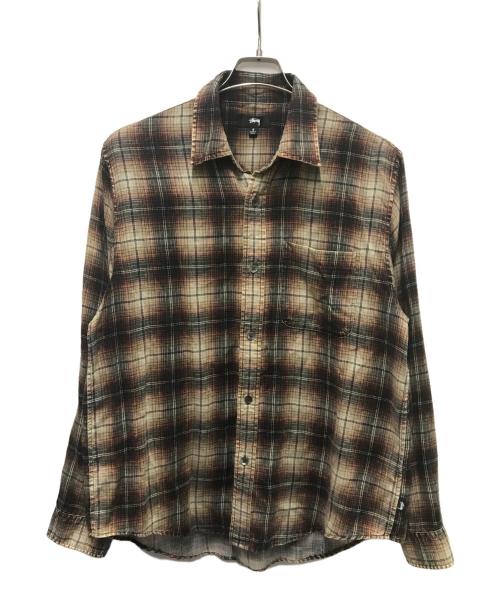stussy（ステューシー）stussy (ステューシー) MATTHEW PRINTED SHIRT ブラウン サイズ:Sの古着・服飾アイテム