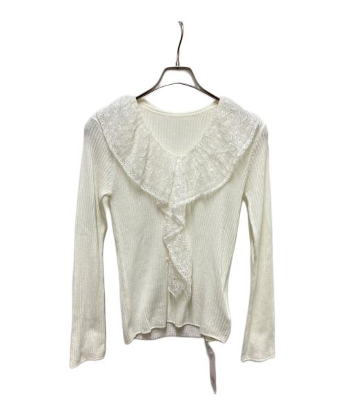RAY BEAMS（レイ ビームス）RAY BEAMS (レイ ビームス) レースフリルカラーリブニット アイボリー サイズ:SIZE Freeの古着・服飾アイテム