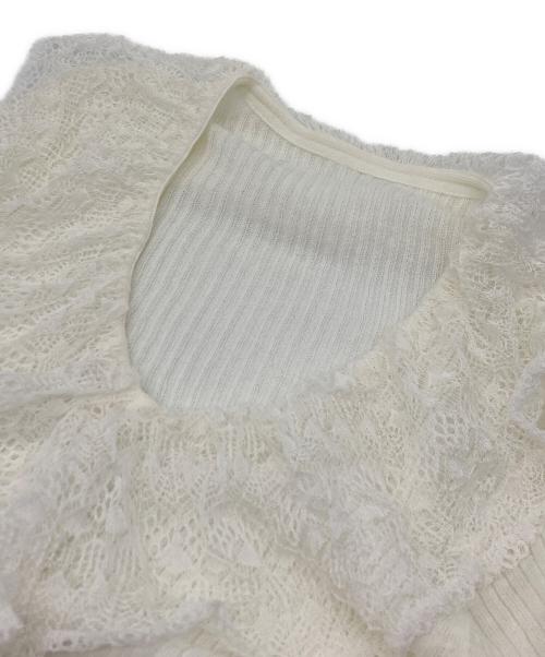 RAY BEAMS（レイ ビームス）RAY BEAMS (レイ ビームス) レースフリルカラーリブニット アイボリー サイズ:SIZE Freeの古着・服飾アイテム