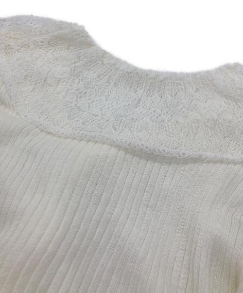 RAY BEAMS（レイ ビームス）RAY BEAMS (レイ ビームス) レースフリルカラーリブニット アイボリー サイズ:SIZE Freeの古着・服飾アイテム