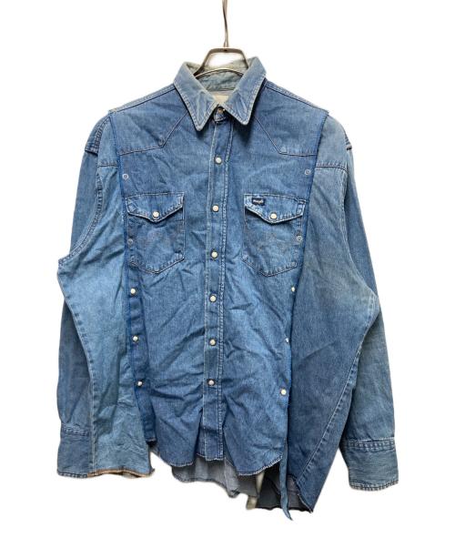 YSTRDY'S TMRRW（イエスタデイズトゥモロウ）YSTRDY'S TMRRW (イエスタデイズトゥモロウ) Wrangler (ラングラー) リメイクデニムシャツ インディゴ サイズ:SIZE Freeの古着・服飾アイテム