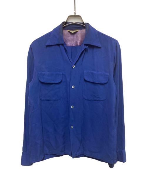 Pilgrim（ピルグリム）PILGRIM (ピルグリム) 40-50sレーヨンギャバジンシャツ ブルー サイズ:14 1/2の古着・服飾アイテム