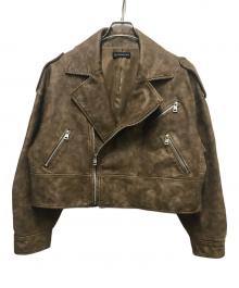 Sea Room lynn（シールームリン）の古着「ECOレザーSHORTライダースジャケット」｜ブラウン