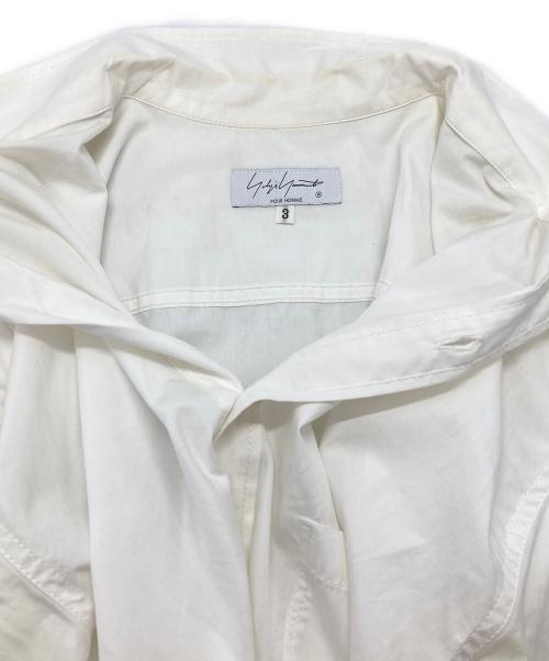 Yohji Yamamoto pour homme（ヨウジヤマモト プールオム）Yohji Yamamoto pour homme (ヨウジヤマモト プールオム) 環縫い3枚衿B ロングシャツ/Triple-Collar Long Shirt with Chain Stitching ホワイト サイズ:3の古着・服飾アイテム