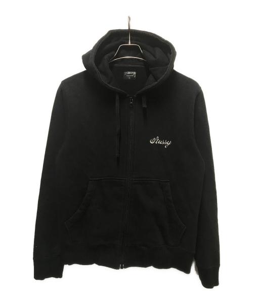 stussy（ステューシー）stussy (ステューシー) ロゴ刺繍ジップパーカー ブラック サイズ:Ｓの古着・服飾アイテム